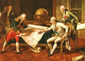 Louis XVI donnant ses instructions au capitaine de vaisseau Jean-François de Lapérouse pour son voyage d'exploration autour du monde
