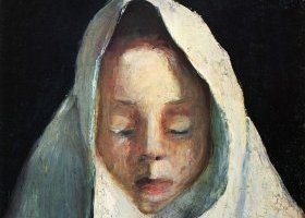 Tête d'enfant au voile blanc