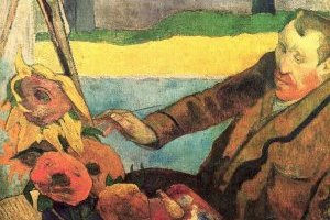 Van Gogh peignant des tournesols