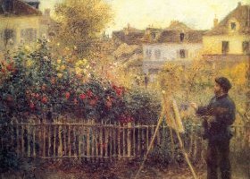 Claude Monet peignant dans son jardin