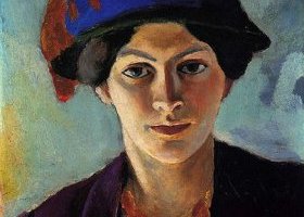 Portrait de la femme de l'artiste avec chapeau