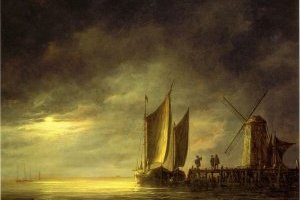 Les bateaux de pêche au clair de la lune