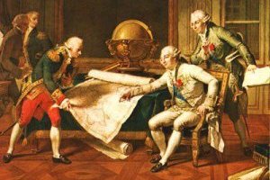 Louis XVI donnant ses instructions au capitaine de vaisseau Jean-François de Lapérouse pour son voyage d'exploration autour du monde
