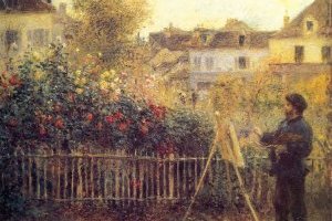 Claude Monet peignant dans son jardin