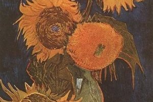 Vase avec cinq tournesols 