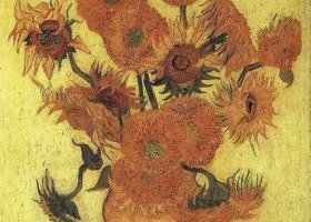 Vase avec quinze tournesols 