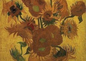 Vase avec quinze tournesols 