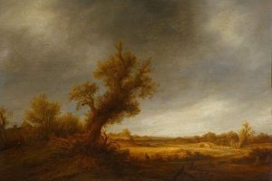 Paysage avec un vieux chêne