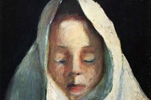 Tête d'enfant au voile blanc