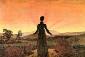 Femme au coucher du soleil