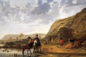 Le grand Paysage de Rivière avec les Cavaliers